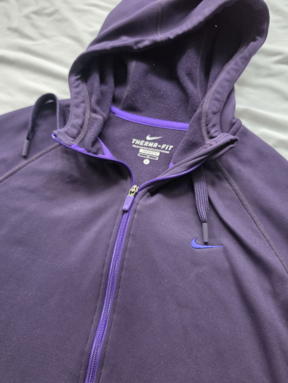 Nike Therma-FIT Womens Large Purple Full Zip Fleece Hoodie
